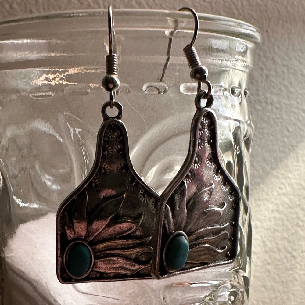 Cute cow tag earrings